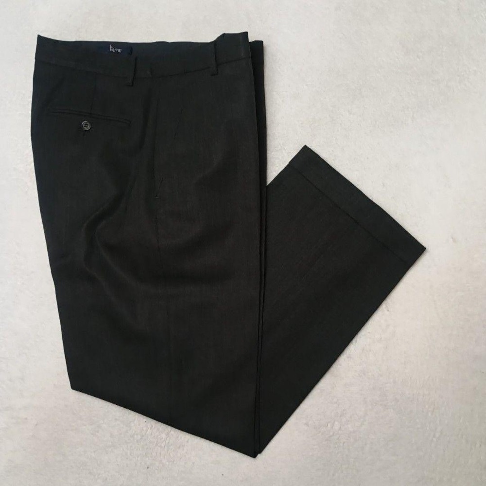 Jcrew Pants Men 32x30 Gray Dress Flat Front Wool Lined Cuffed Suit Slacks Work